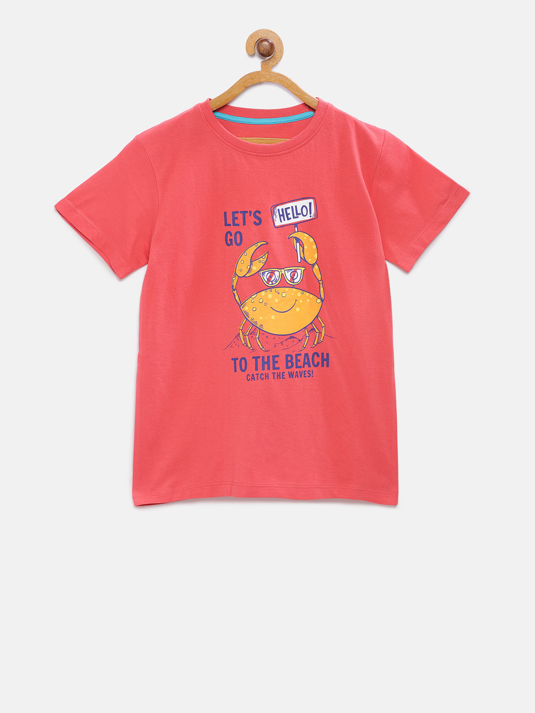 Cub McPaws Boys Red Organic Printed Round Neck T-shirt