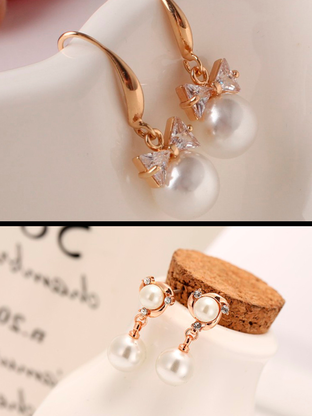 OOMPH Set of 2 Gold-Plated & Off-White Spherical Handcrafted Drop Earrings