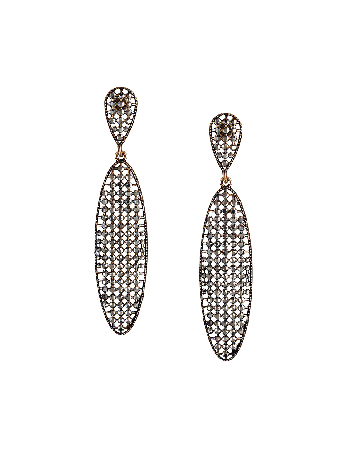 Mali Fionna Black & Gold-Toned Contemporary Drop Earrings