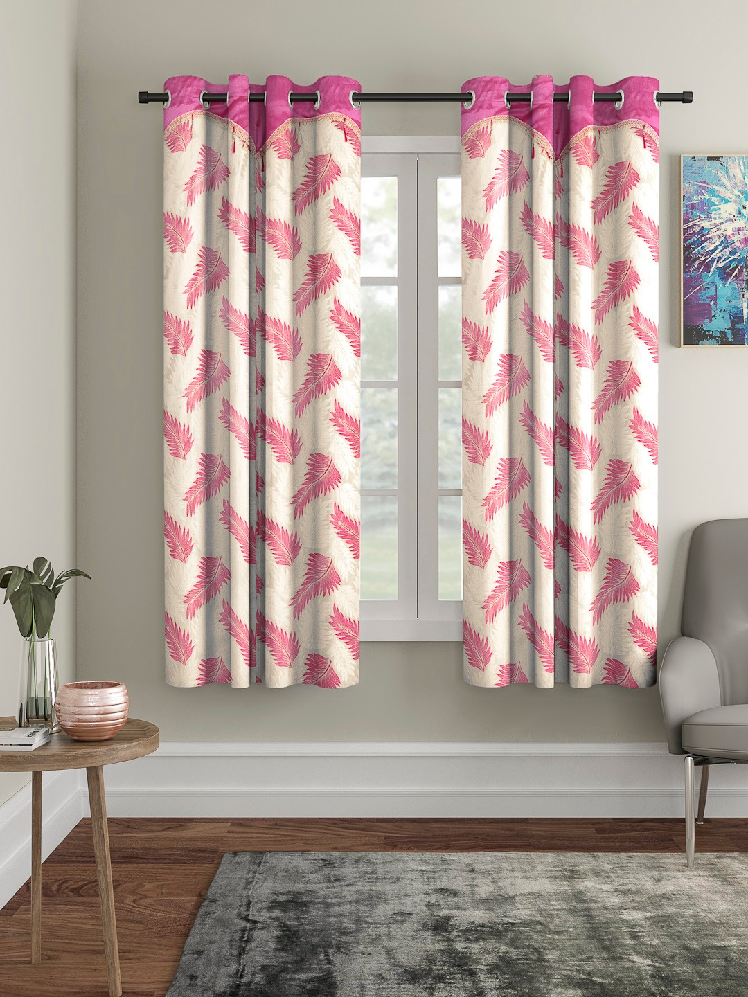 Cortina Pink Set of 2 Window Curtains