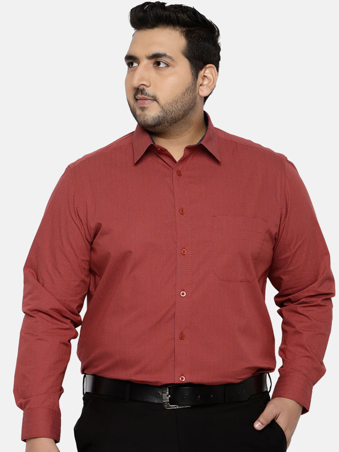 aLL Plus Size Micro Ditsy Print Pure Cotton Formal Shirt