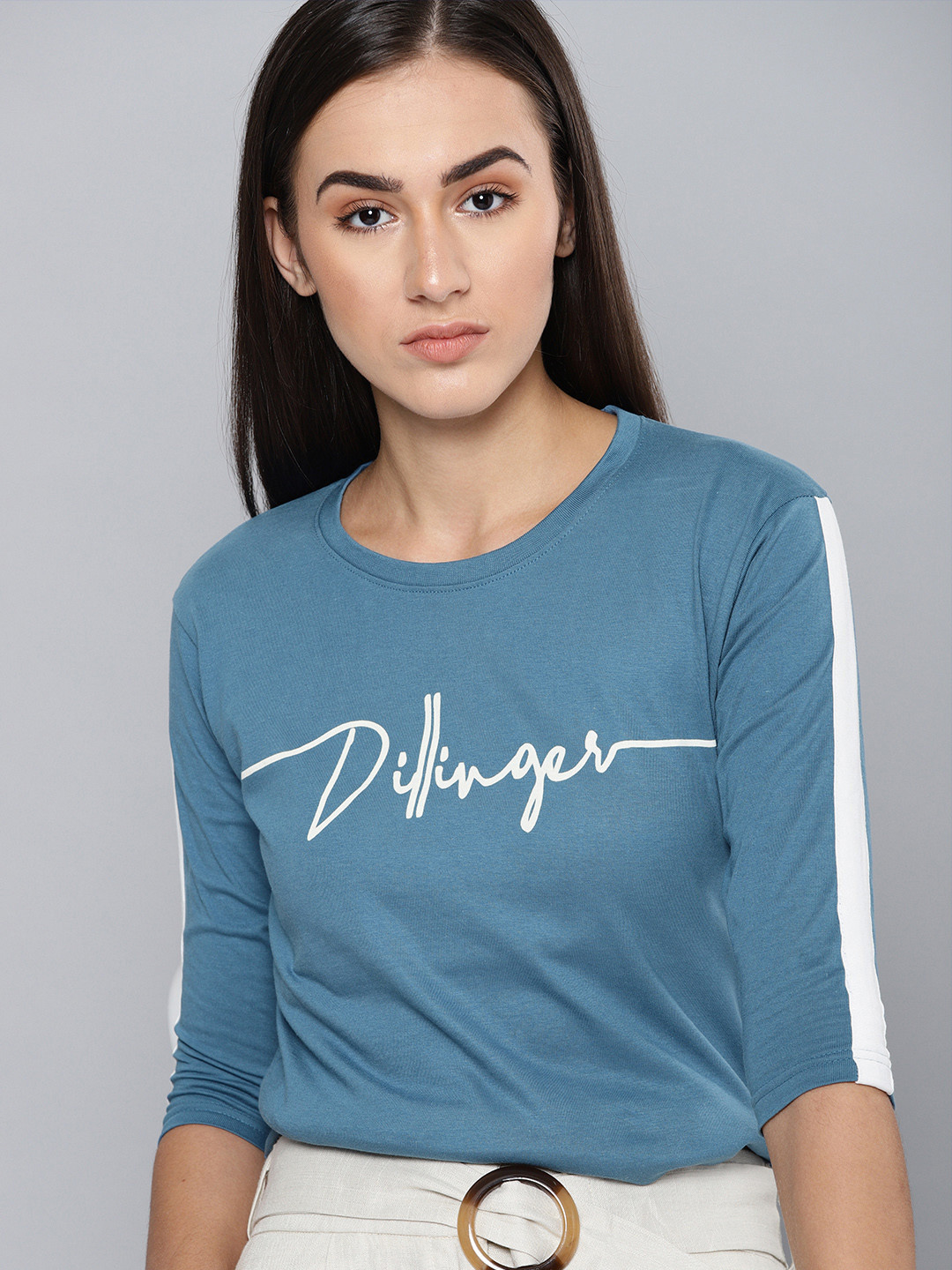 DILLINGER Women Blue Printed Round Neck 