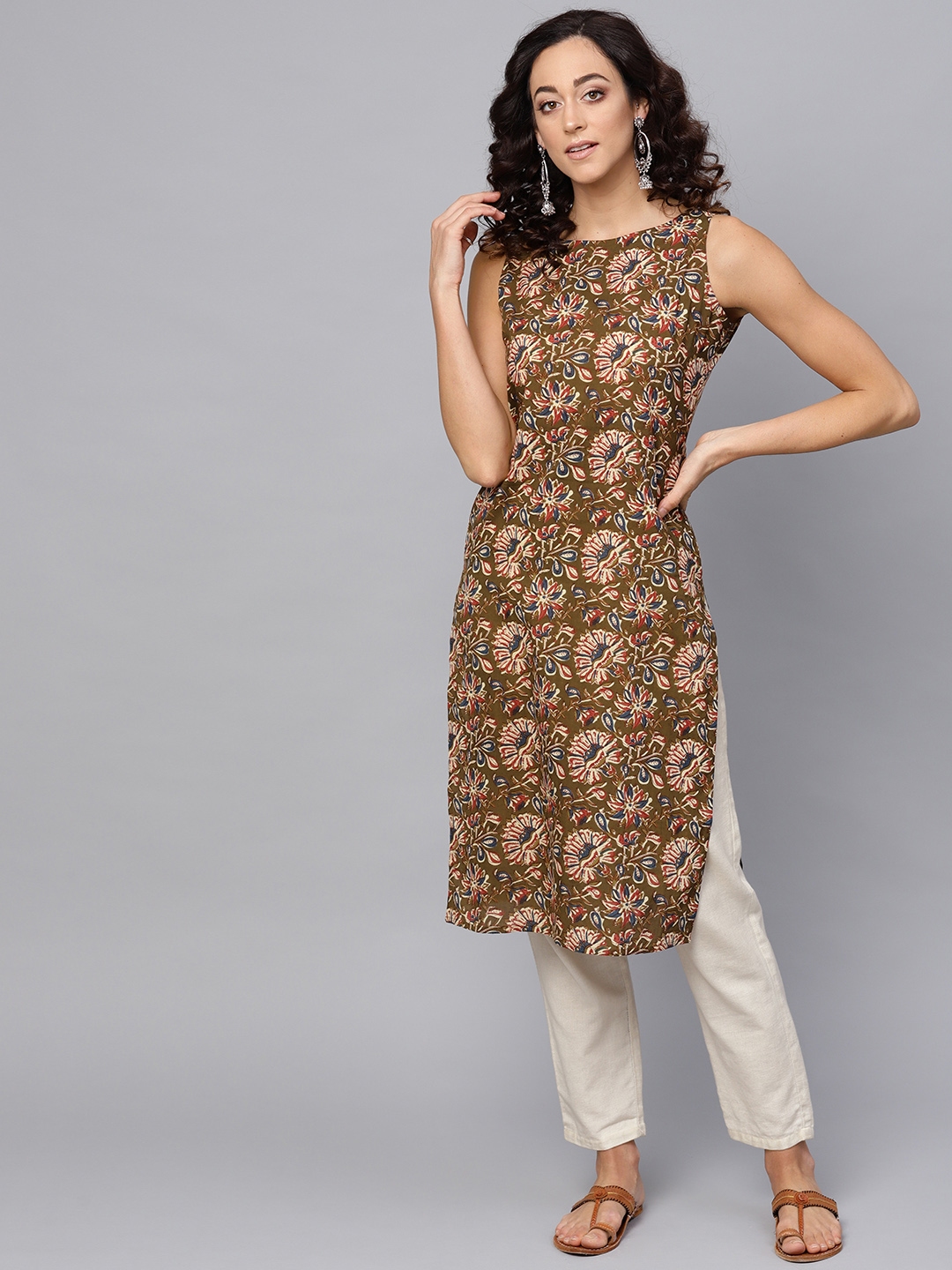 Rangmanch by Pantaloons Rust Printed Kurta Palazzo Set