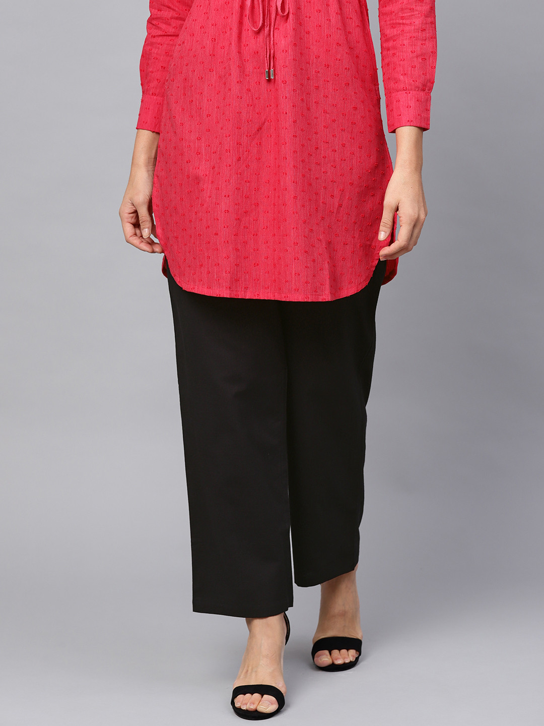 anayna Women Black Solid Straight Palazzos