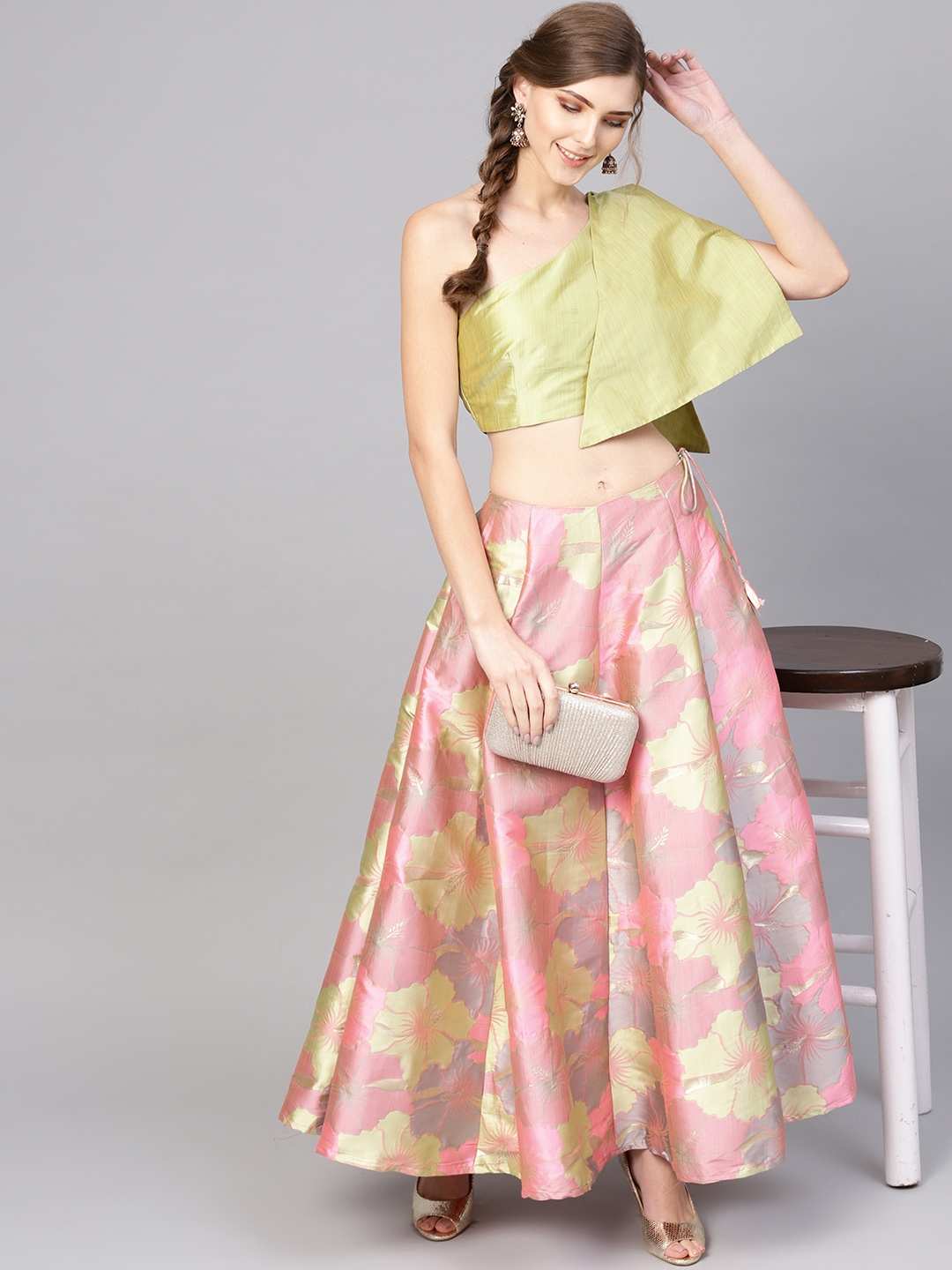 One shoulder hotsell crop top lehenga