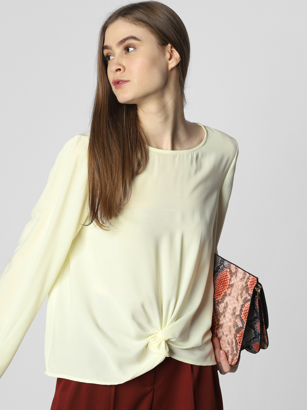 Vero Moda Women Off-White Solid Semi Sheer Regular Top