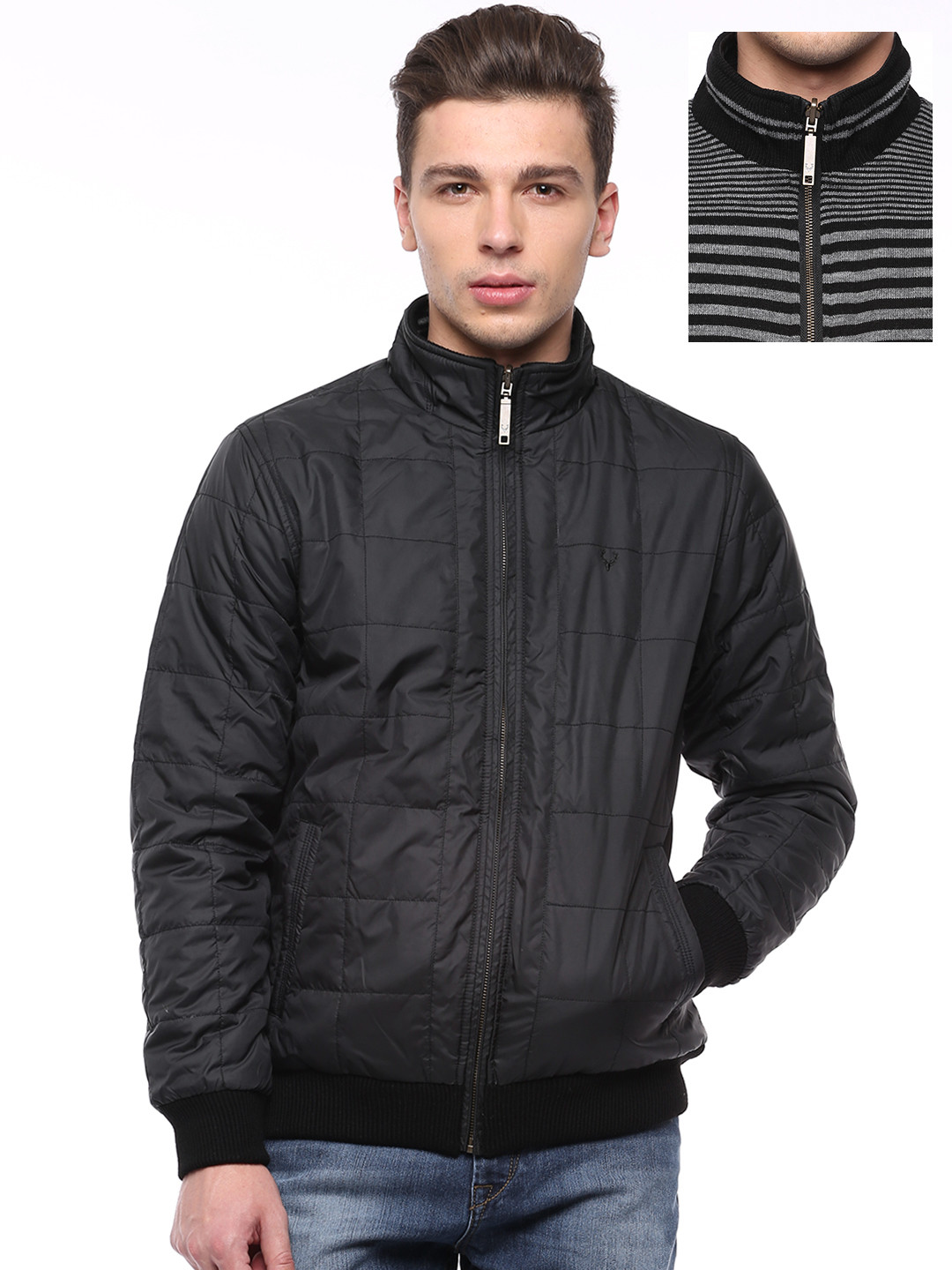 Buy Allen Solly Black Padded Reversible Jacket - Jackets for Men 
