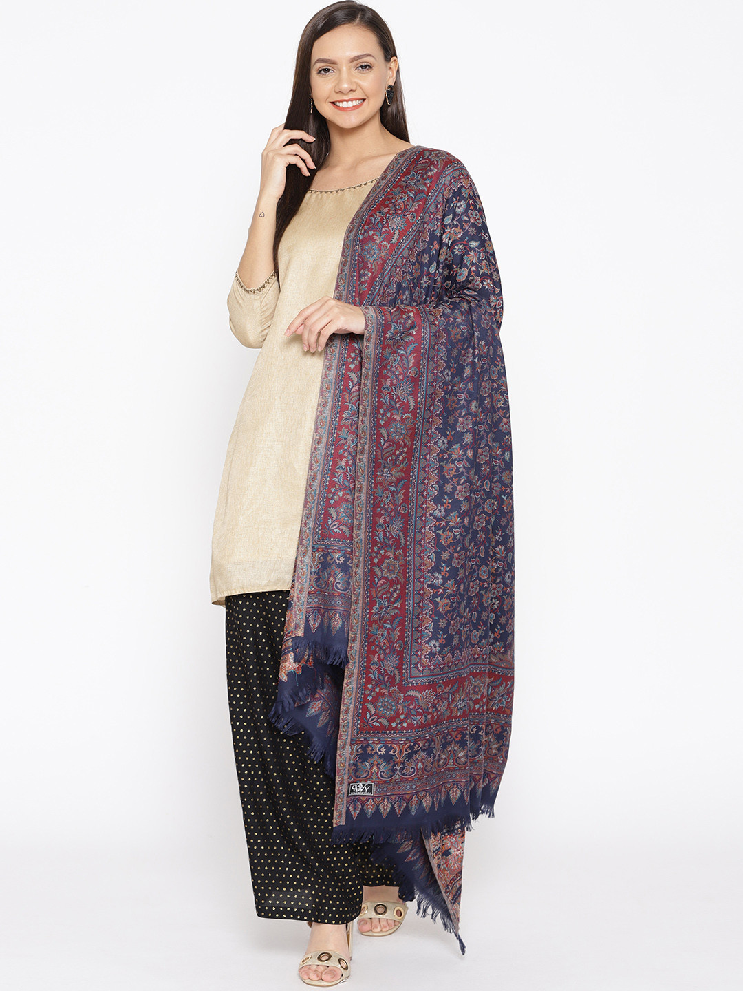 WEAVERS VILLA Women Kalamkari Design Winter Shawl