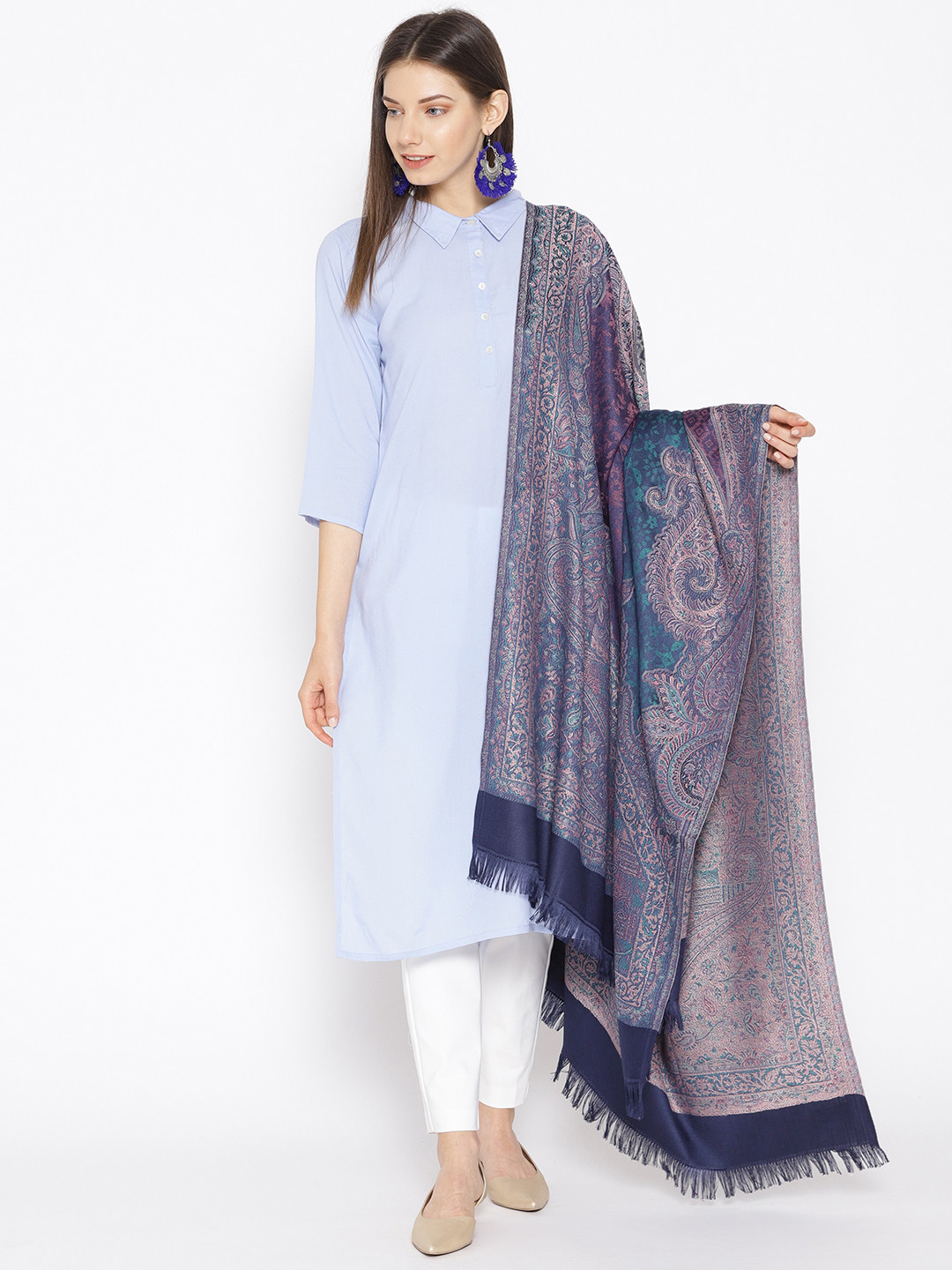 WEAVERS VILLA Women Woven Design Winter Shawl