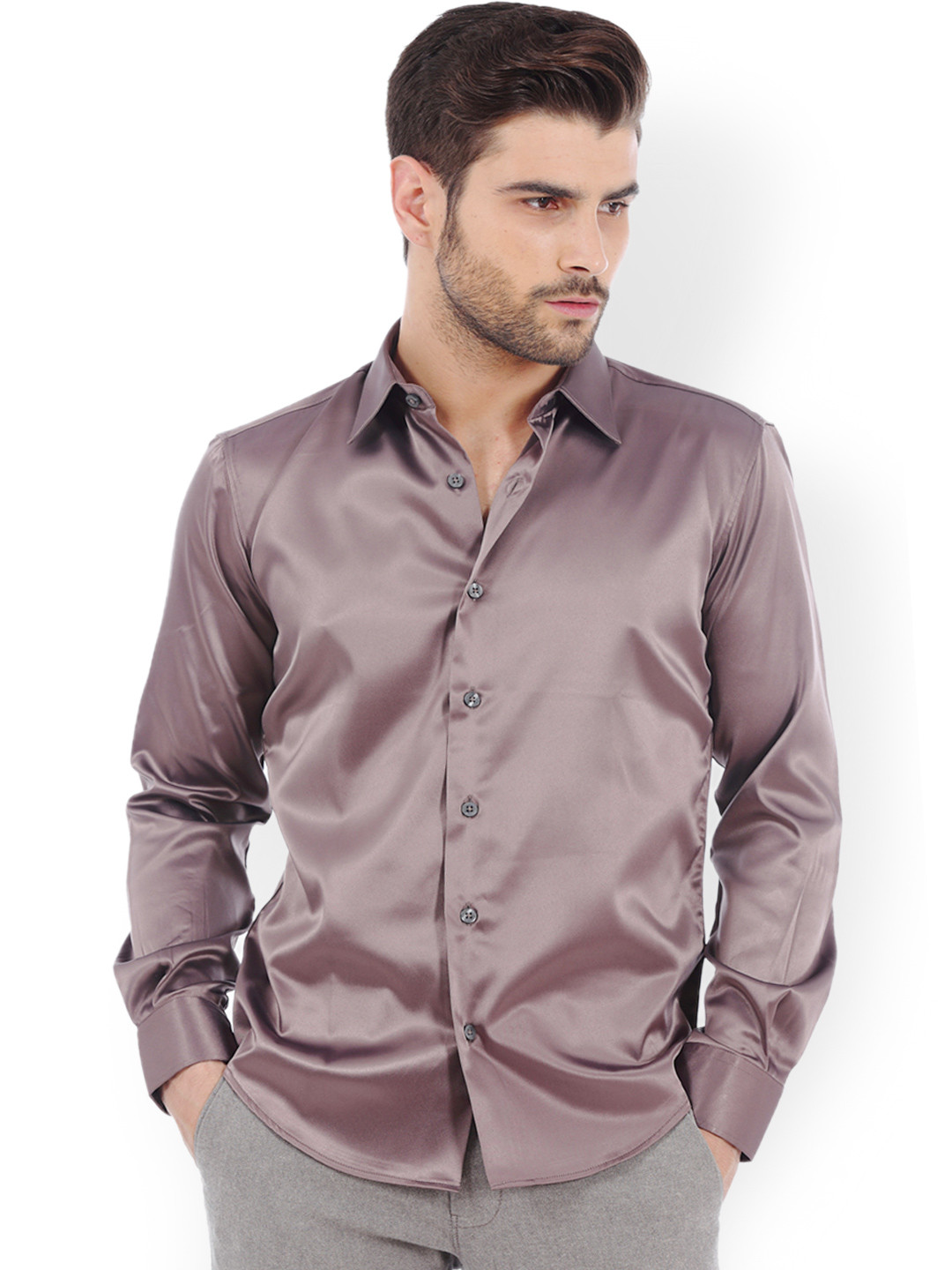 Basics Grey Slim Fit Shirt