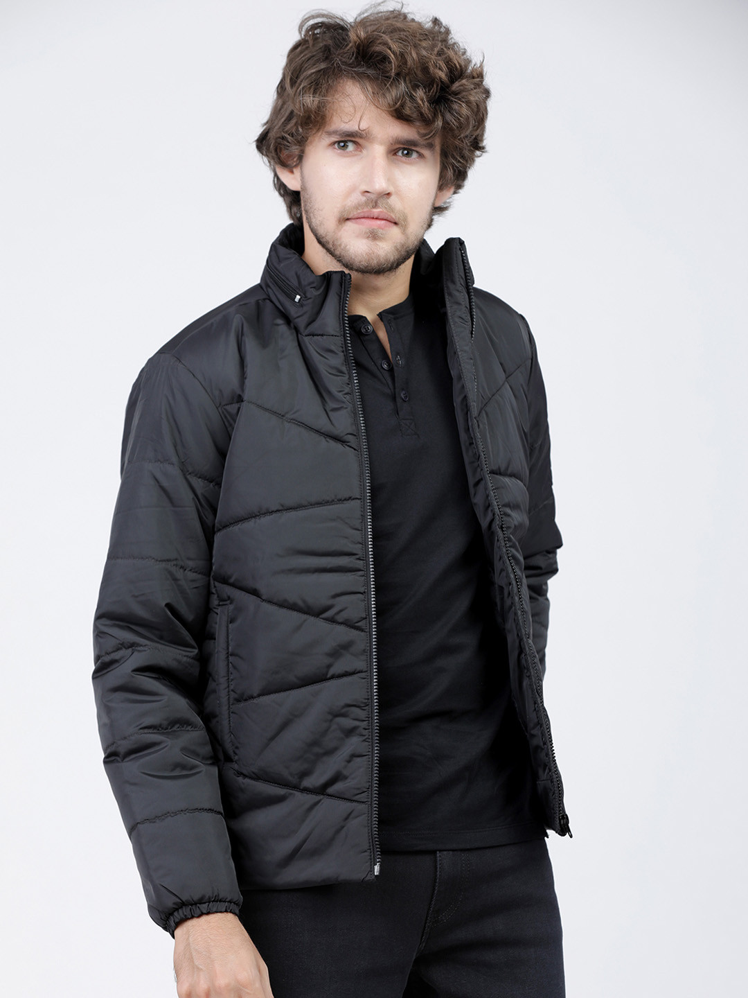 HIGHLANDER Men Black Hooded Padded Jacket