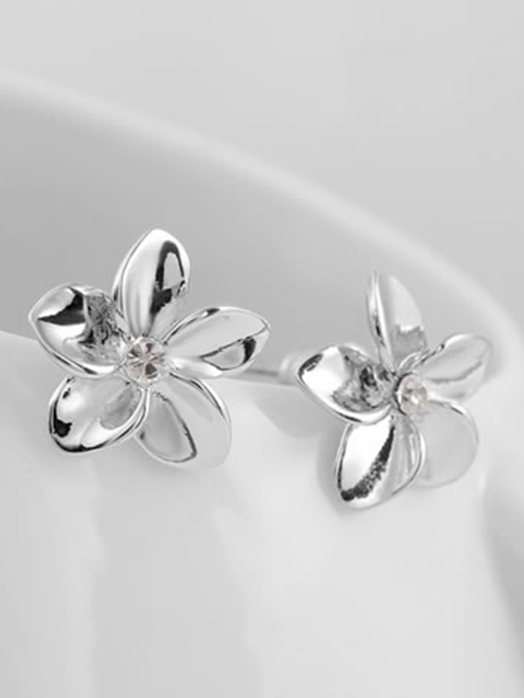 Peora White Floral CZ Studs