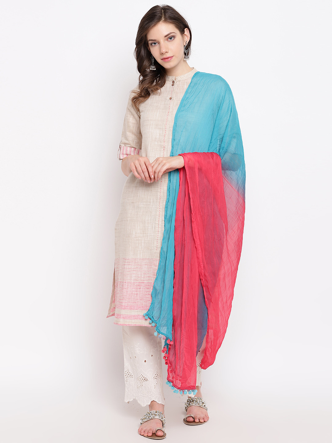 Rangriti Blue & Pink Dyed Dupatta