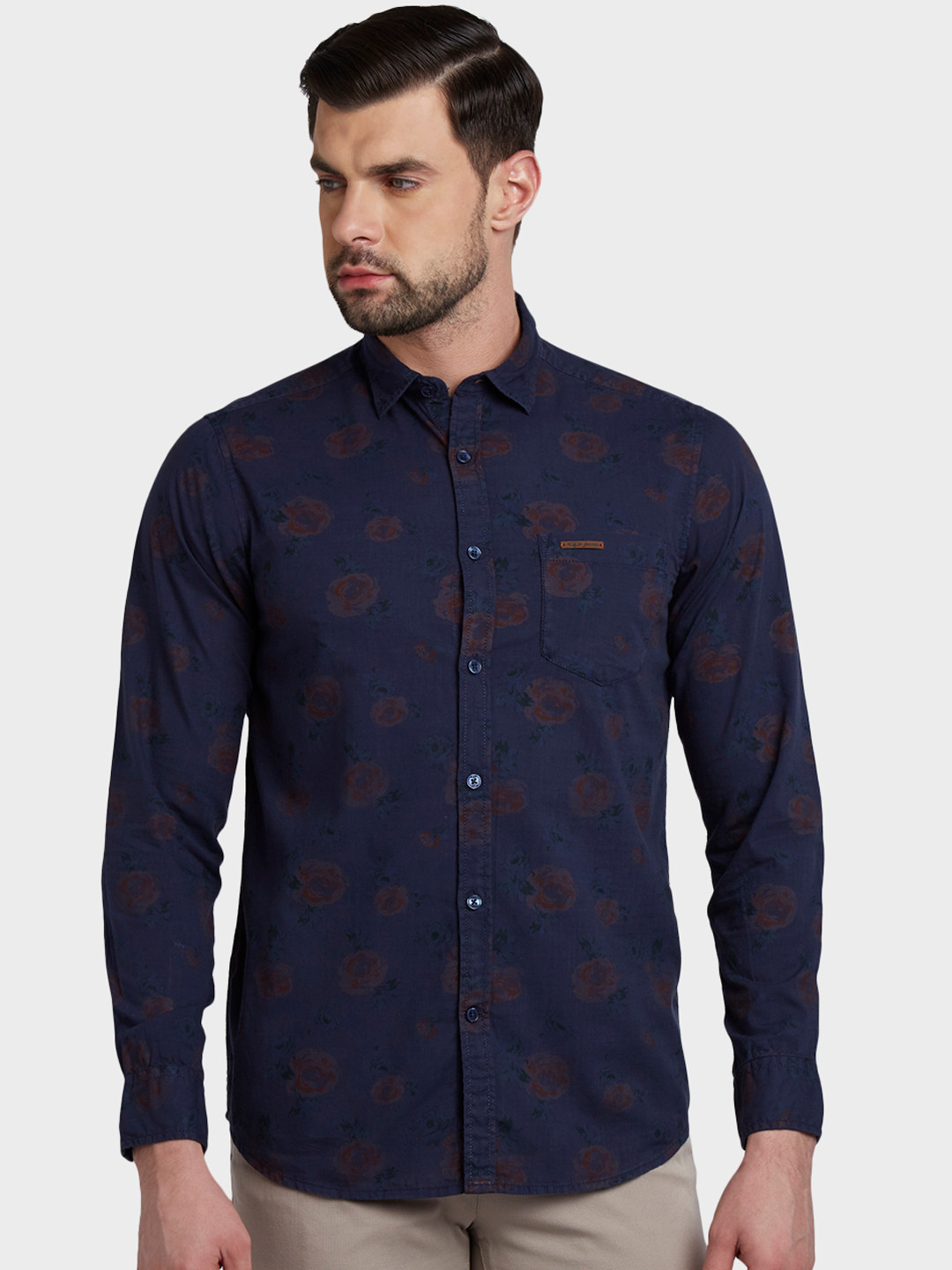 ColorPlus Men Blue Regular Fit Printed Casual Shirt