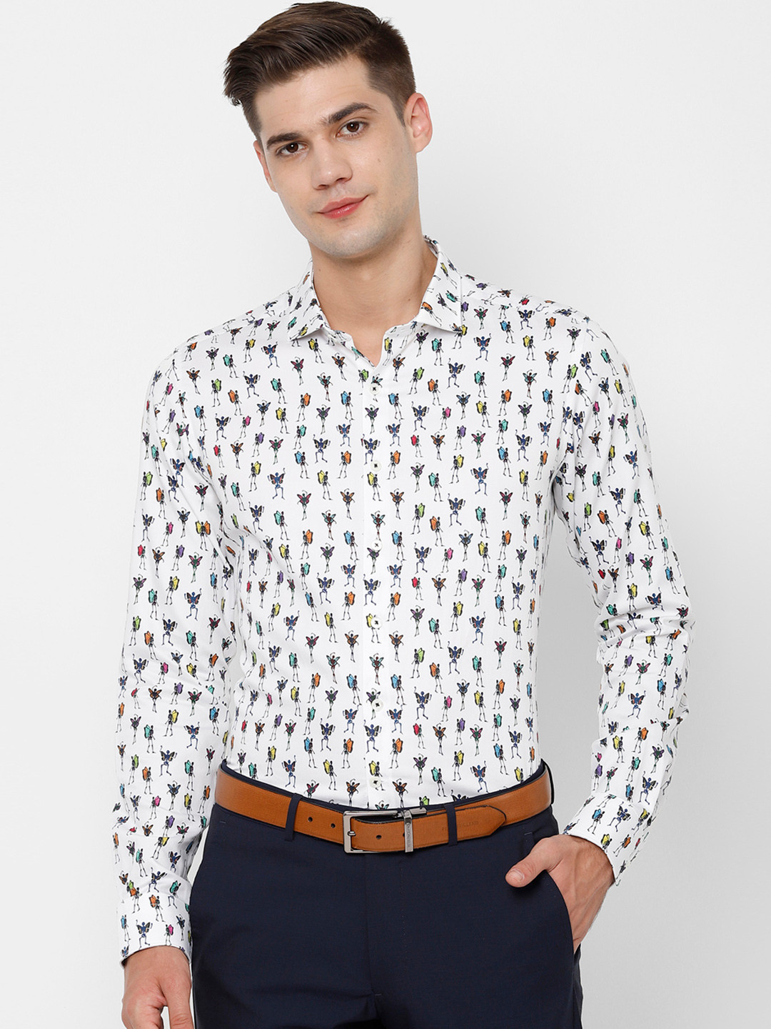 SIMON CARTER LONDON Men White Slim Fit Printed Formal Shirt