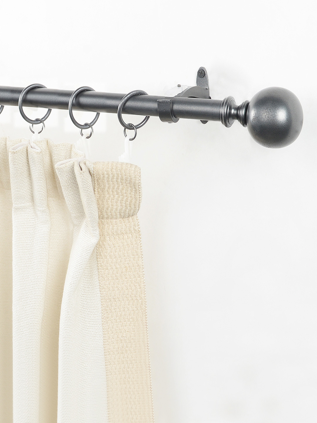 Deco Window Grey Iron Extendable Curtain Rod With Brackets & Finials