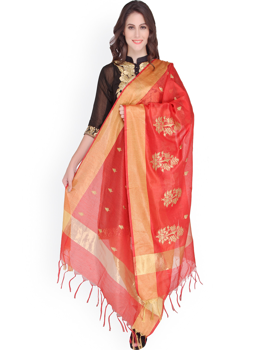 Dupatta Bazaar Red Embroidered Dupatta