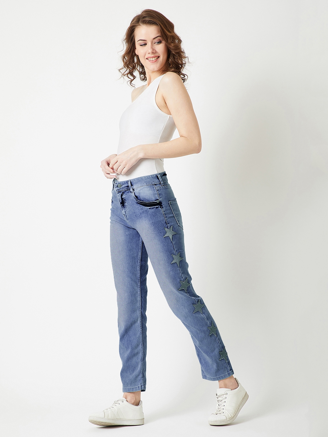 Women's White Solid Bootcut Jeans - MISS CHASE