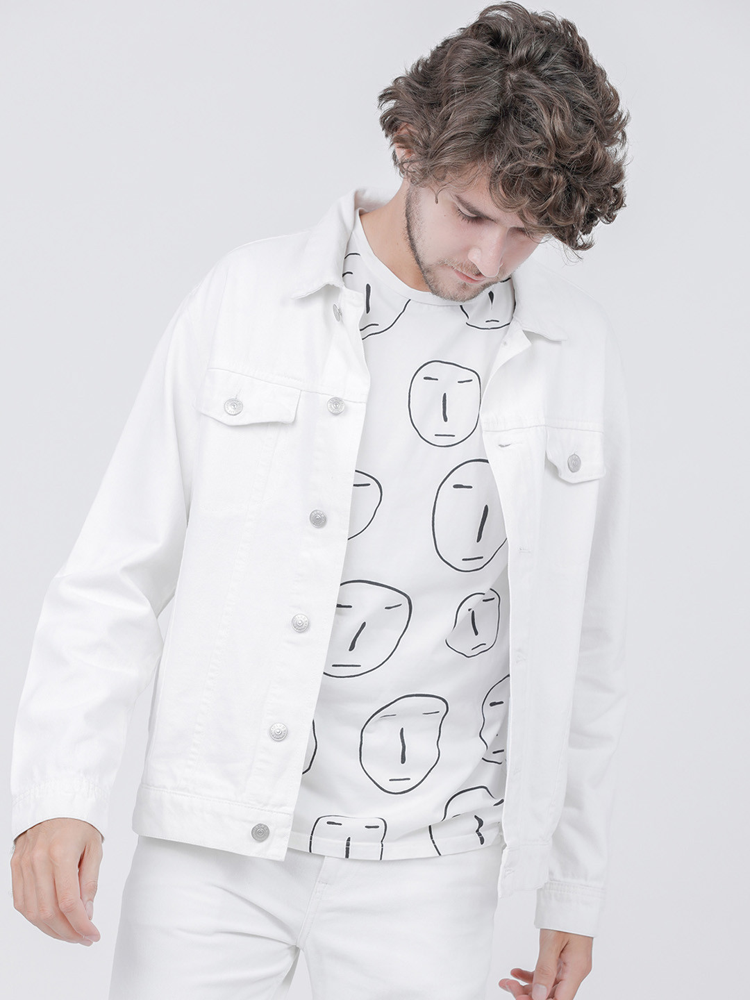 Buy HIGHLANDER Men White Solid Denim 