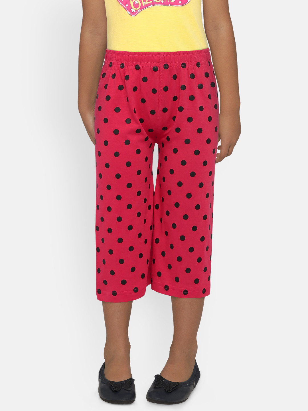 SINI MINI Girls Red & Black Printed Regular Fit Capris