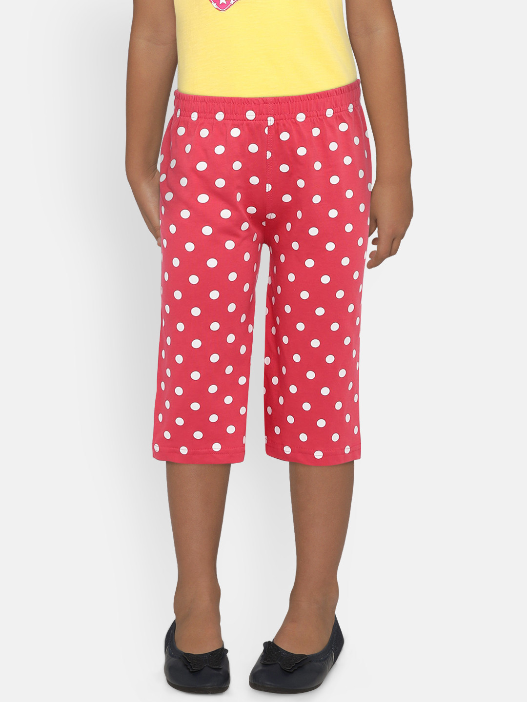 SINI MINI Girls Red Printed Regular Fit Capris