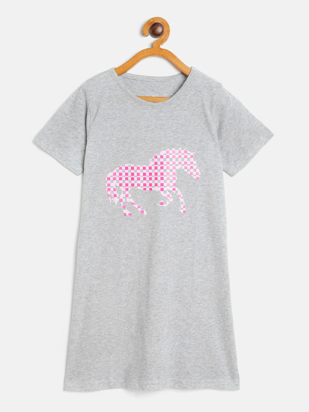 FUNKRAFTS Grey Melange Printed Nightdress FUNKSW47