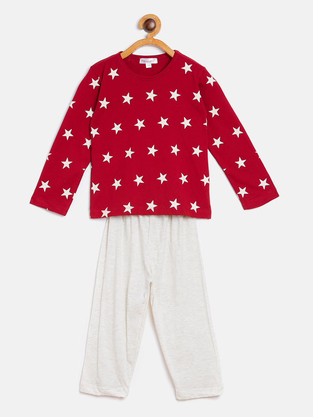 FUNKRAFTS Kids Red & Off-White Printed Night suit