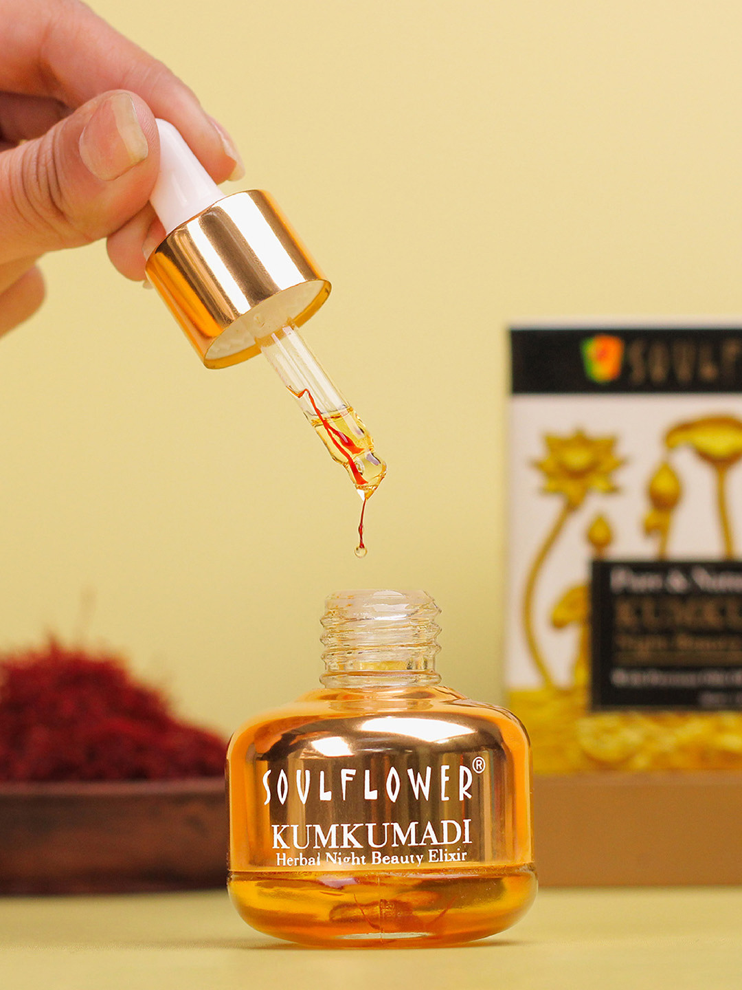 Soulflower Pure Kumkumadi Tailam Overnight Face Oil in Serum with Kesar For Glow - 30ml