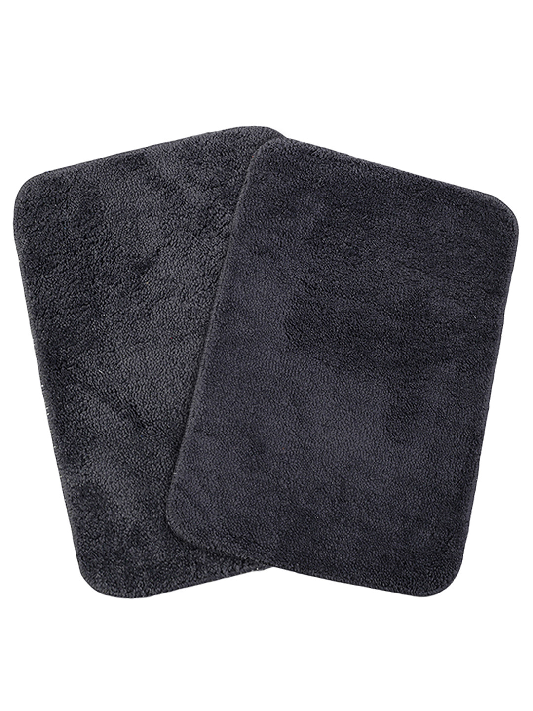 Saral Home Set of 2 Grey Solid Microfiber Bath Rugs