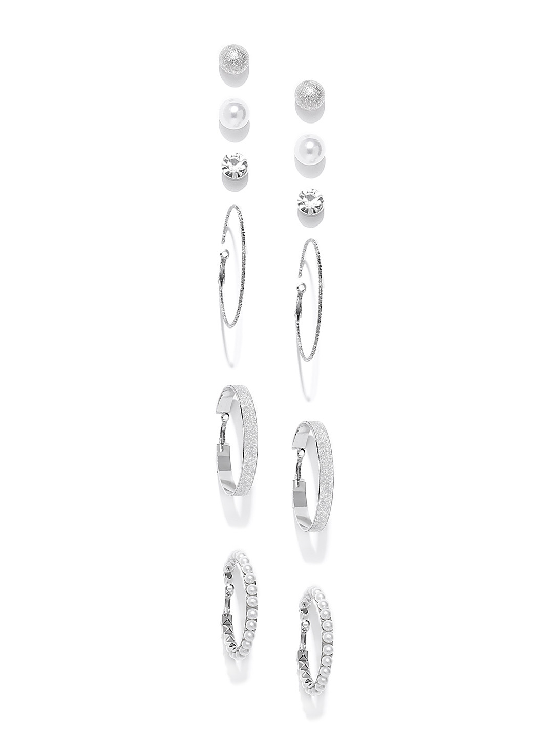 Jewels Galaxy Set of 6 Silver-Plated Earrings