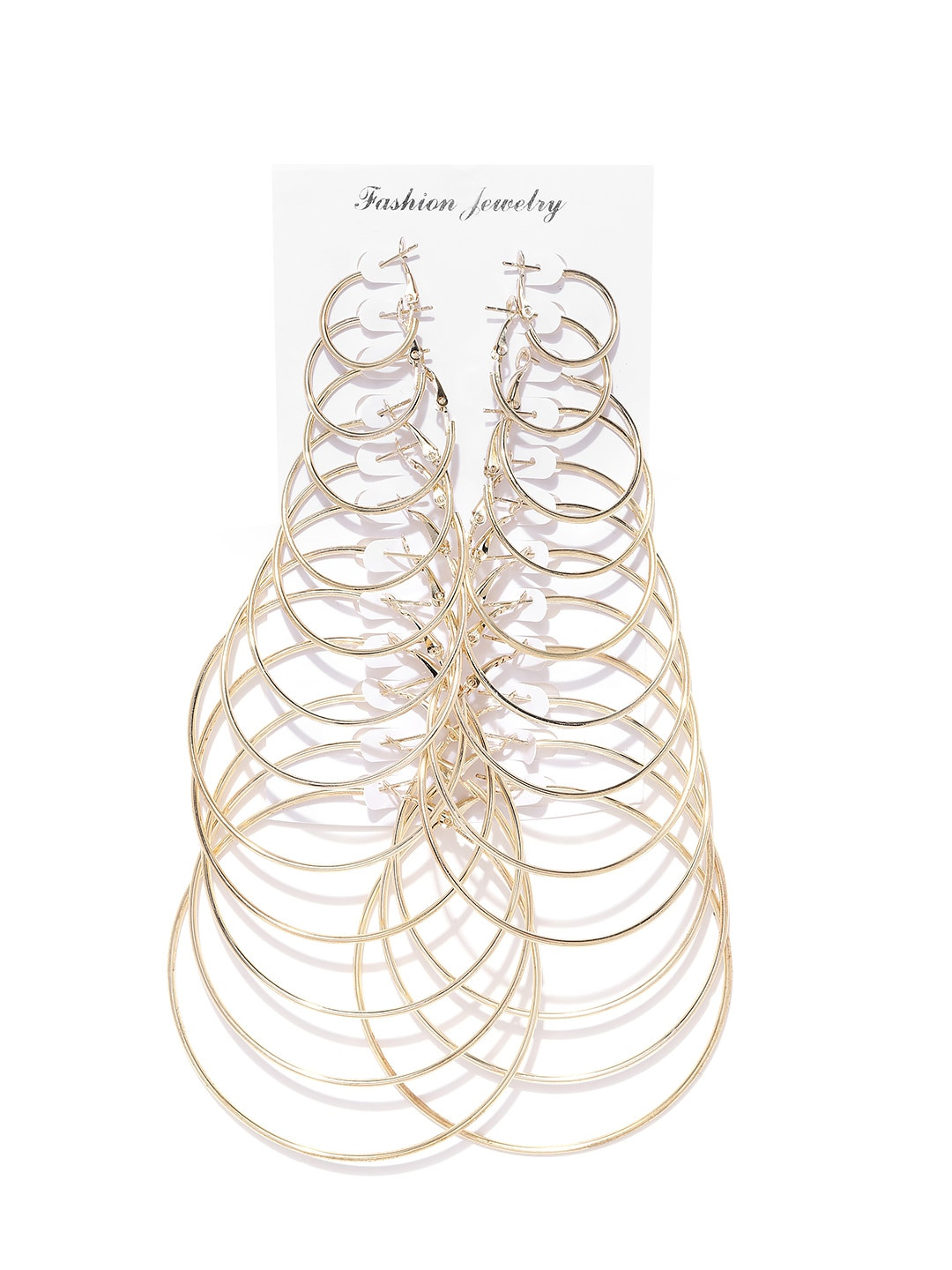 Jewels Galaxy Set of 12 Gold-Plated Circular Hoop Earrings