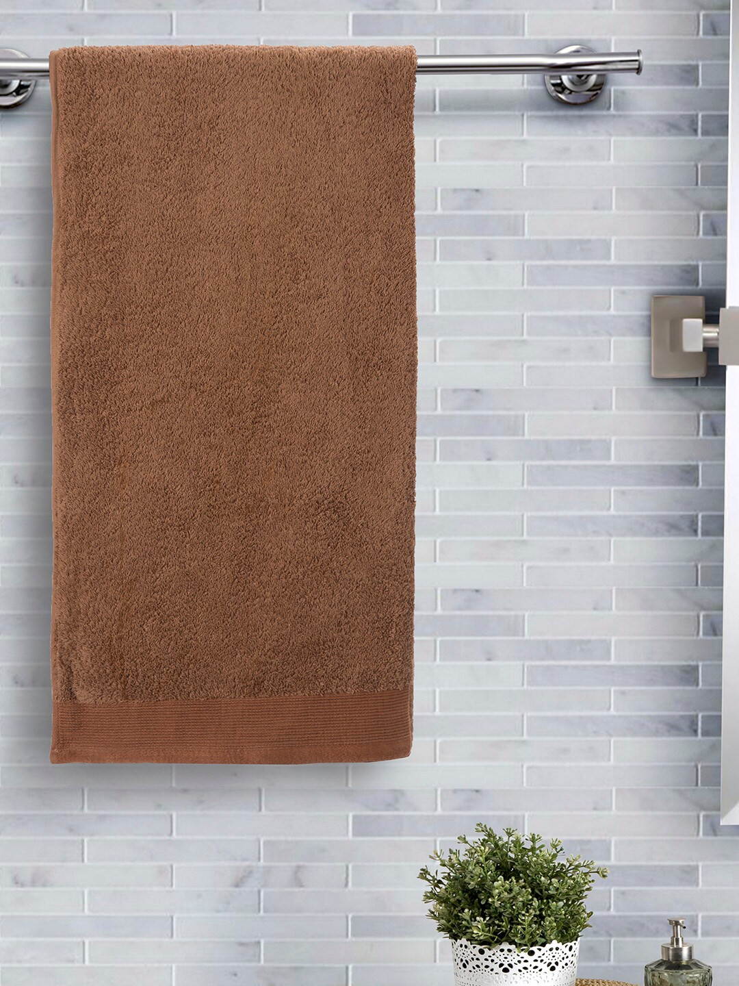 MASPAR Unisex Coffee Brown Solid 550 GSM Cotton Bath Towel