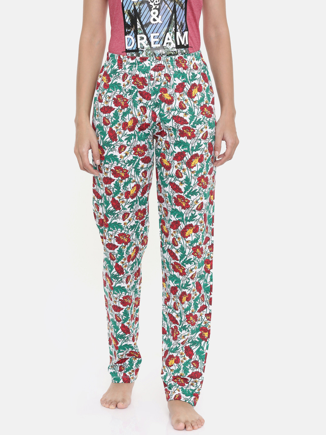 zebu Women Green & White Printed Lounge Pants 299_1ZW_PPP_PRI_RGN_XL