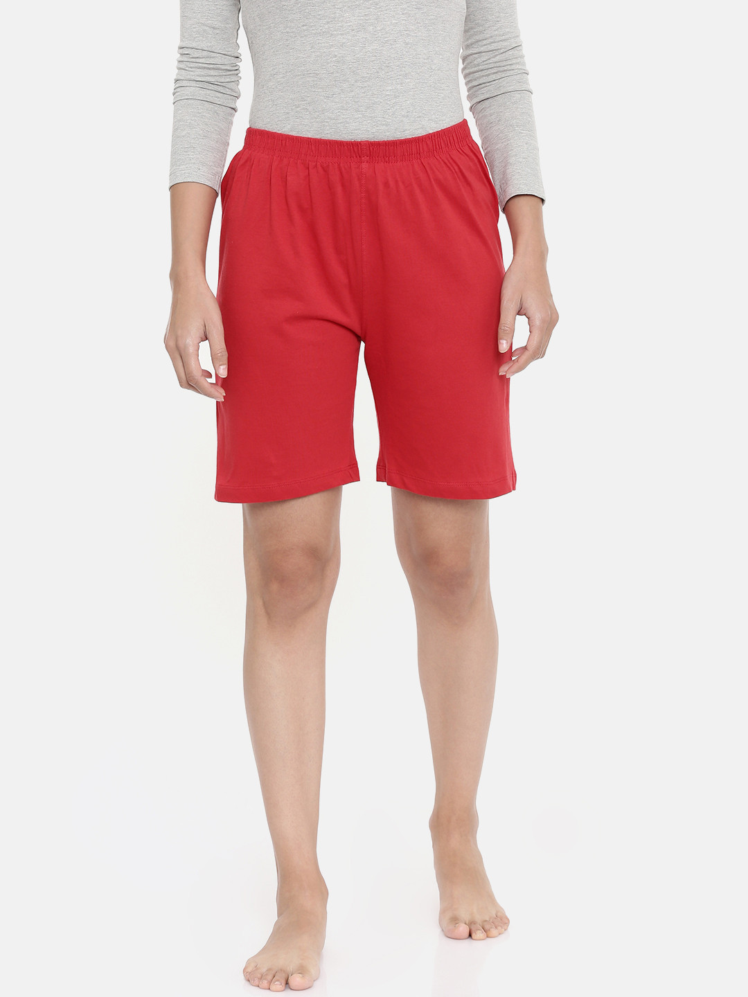 zebu Women Red Solid Lounge Shorts