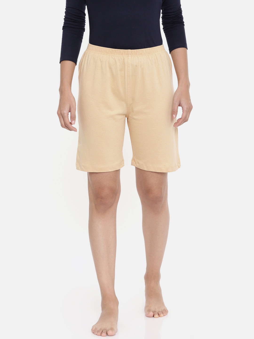 zebu Women Beige Solid Lounge Shorts