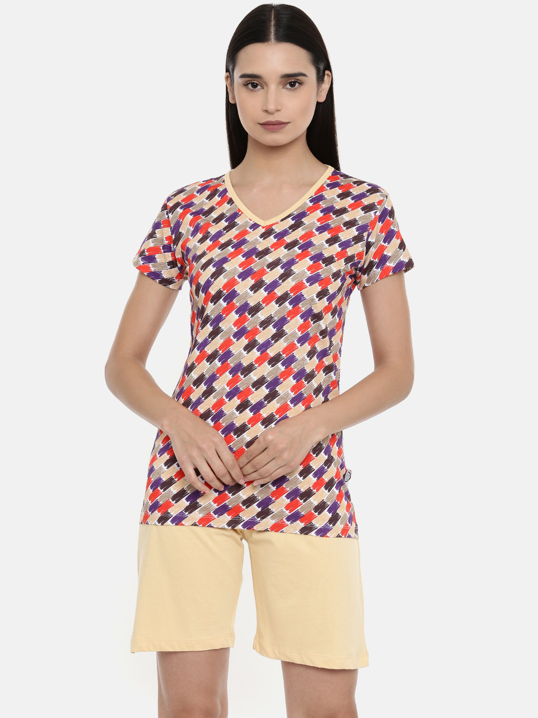 zebu Women Beige Printed Night suit