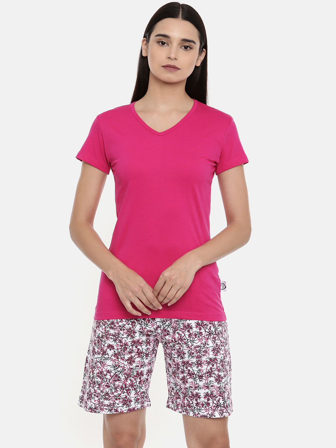 zebu Women Magenta Solid Night suit