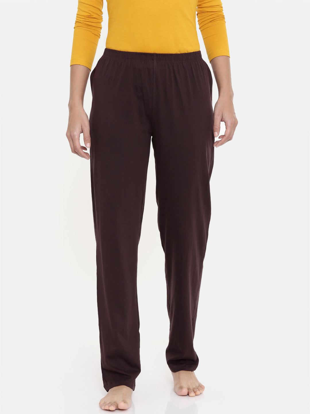 zebu Women Brown Solid Lounge Pants 299_1ZW_PPP_PLN_CBR_XL