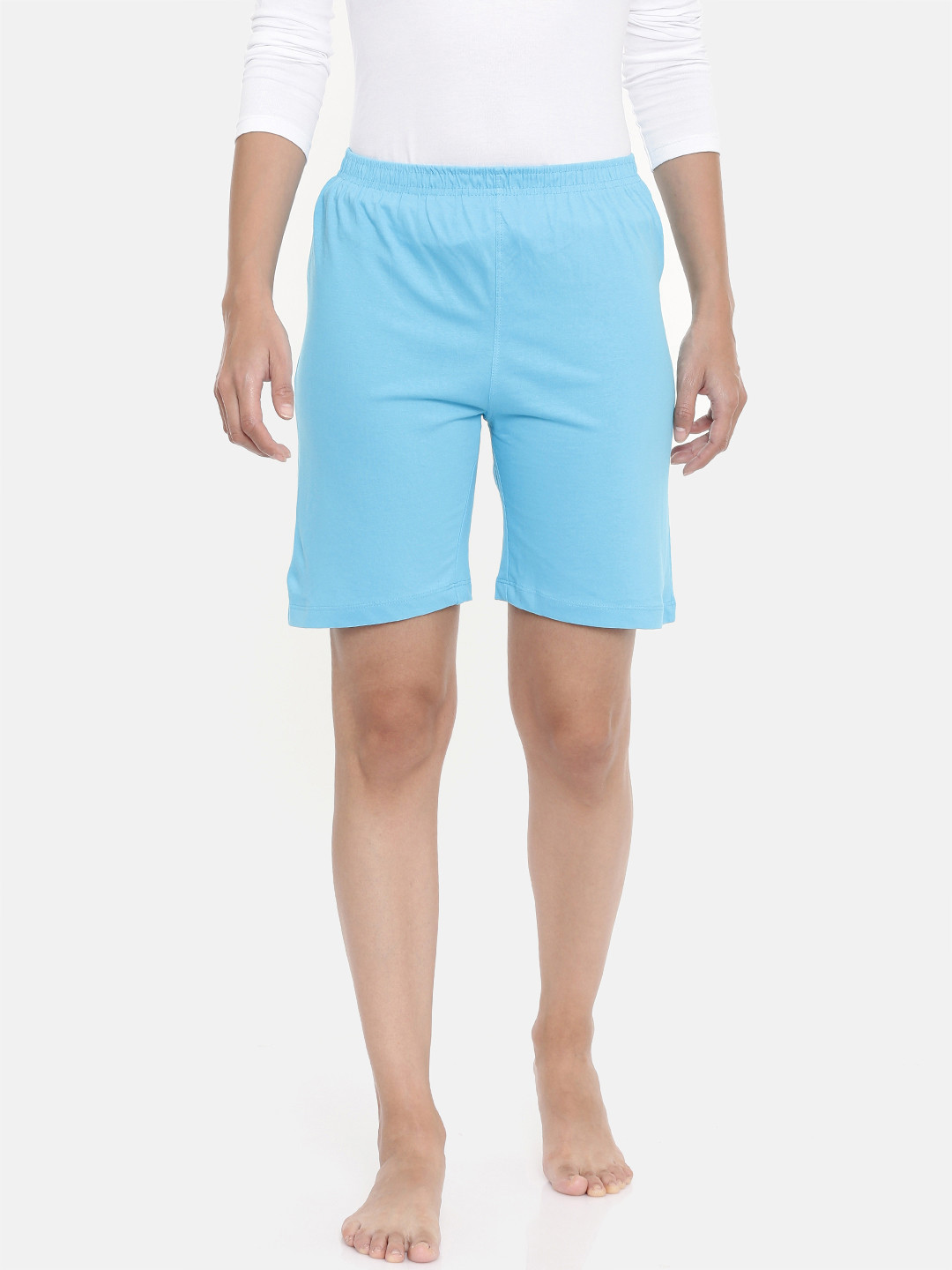 zebu Women Blue Solid Lounge Shorts