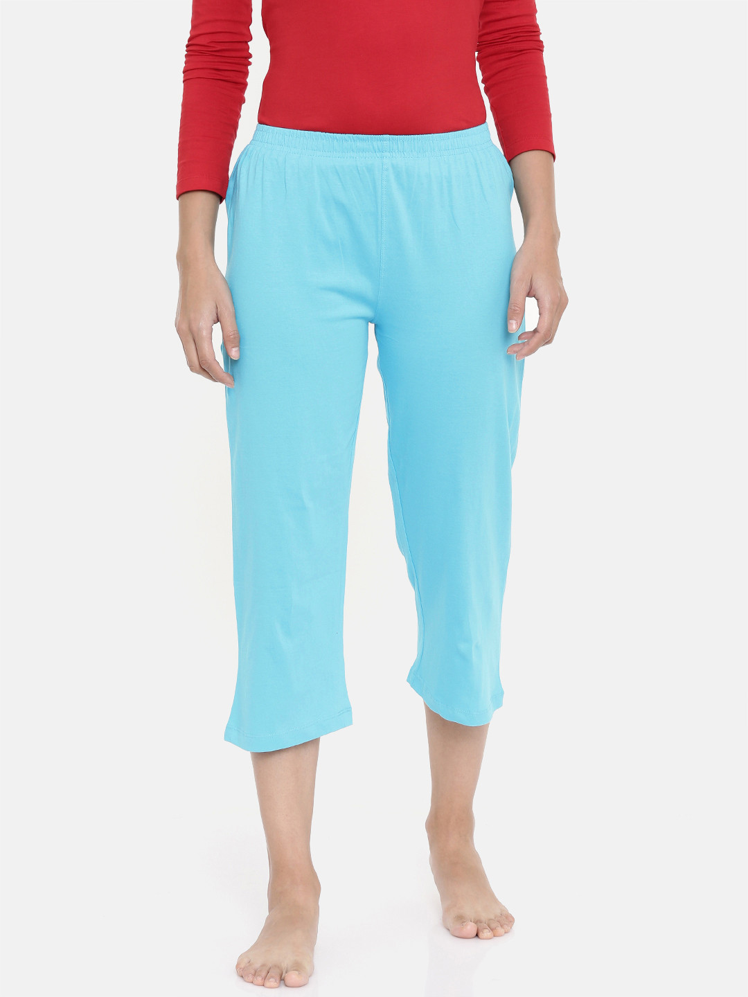zebu Women Turquoise Blue Solid Regular Fit Lounge pants