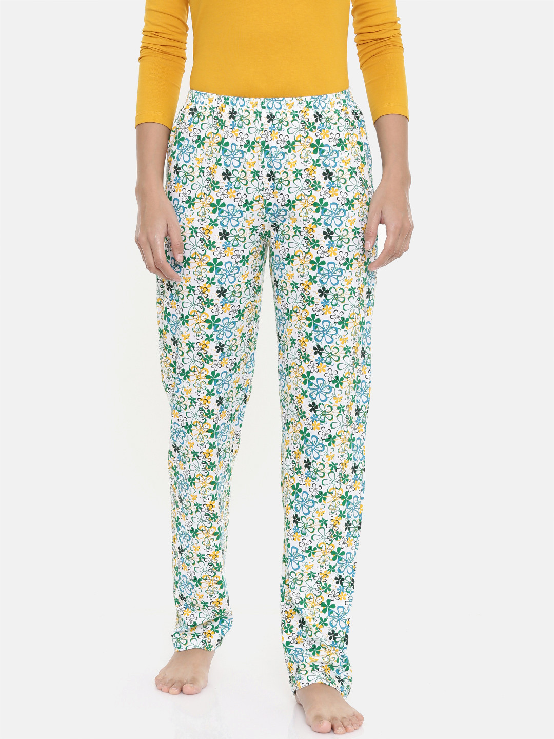 zebu Women Blue & White Printed Lounge Pants 299_1ZW_PPP_PRI_PET_XL
