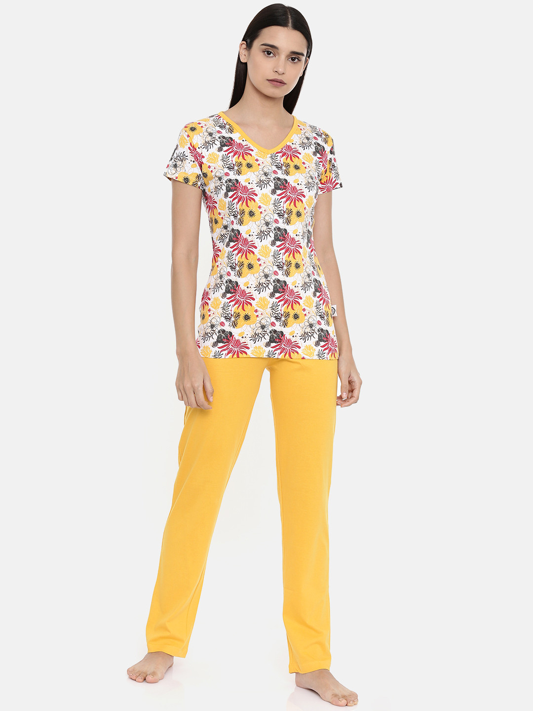 zebu Women Yellow Printed Night suit