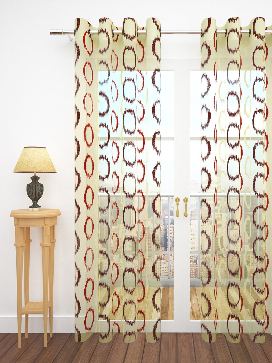 Story@home Beige Imagica Collection Sheer Tissue Single Door Curtain