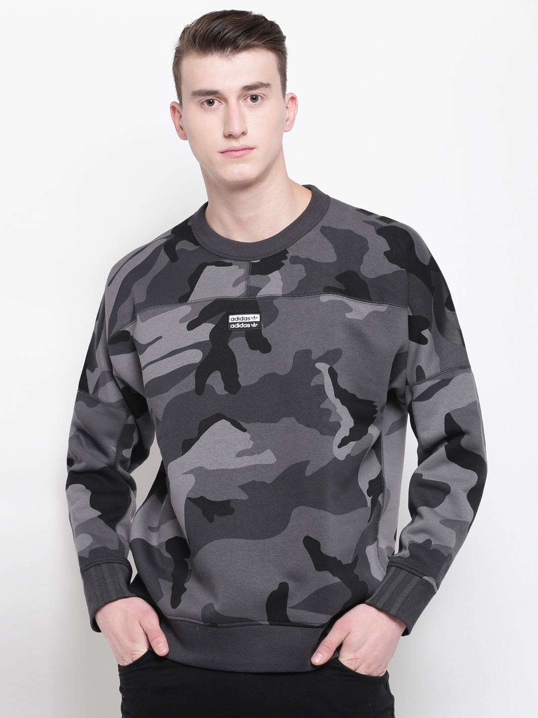 Buy ADIDAS Originals Men Grey Camouflage Print R.Y.V. Sweatshirt - Sweatshirts for Men 10528690 | Myntra