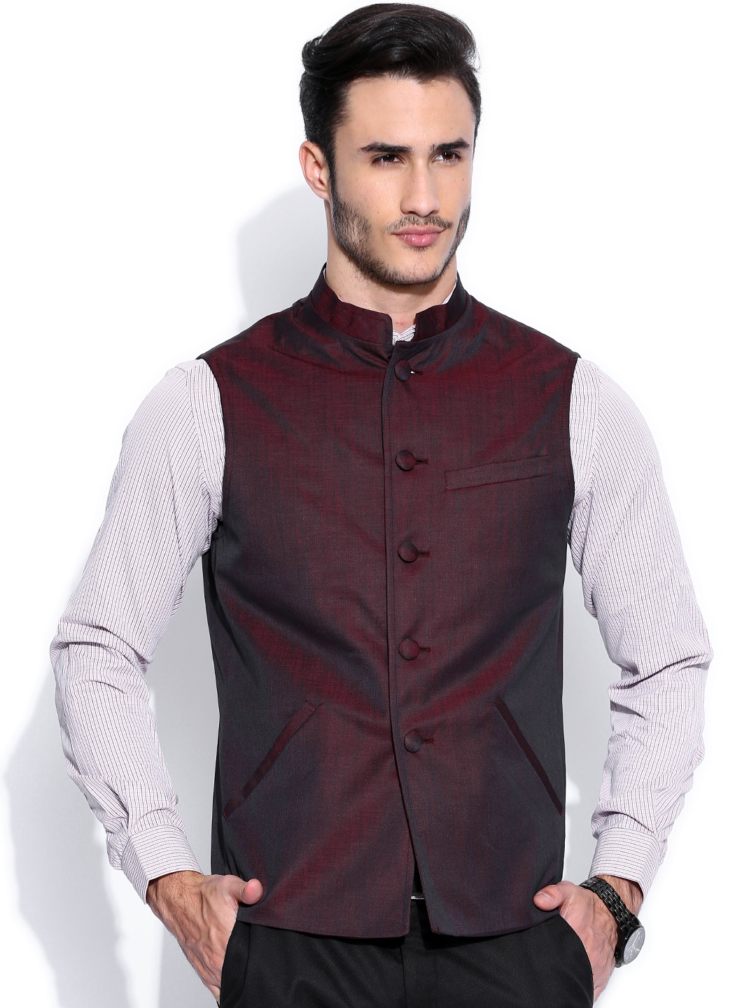 Buy Peter England Maroon Nehru Jacket Jackets for Men 1053009