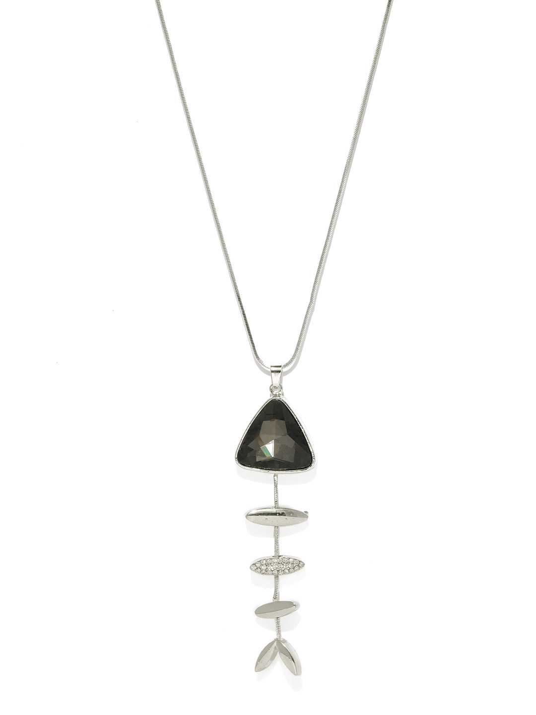 Sukkhi Women Black Fish Charm Pendant with Silver-Toned Chain