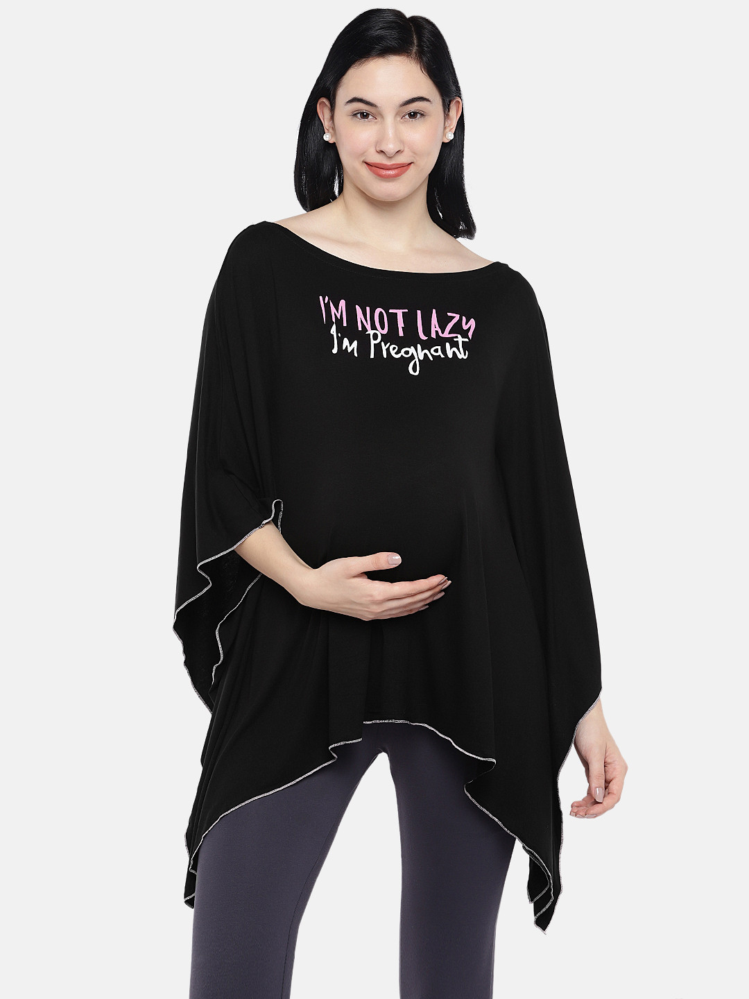 Blush 9 Maternity Women Black Printed Kaftan Top