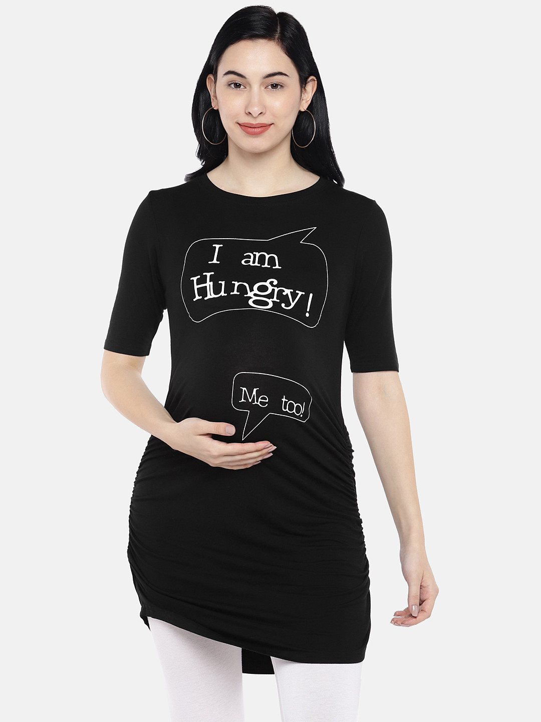 Blush 9 Maternity Women Black Printed Longline Top