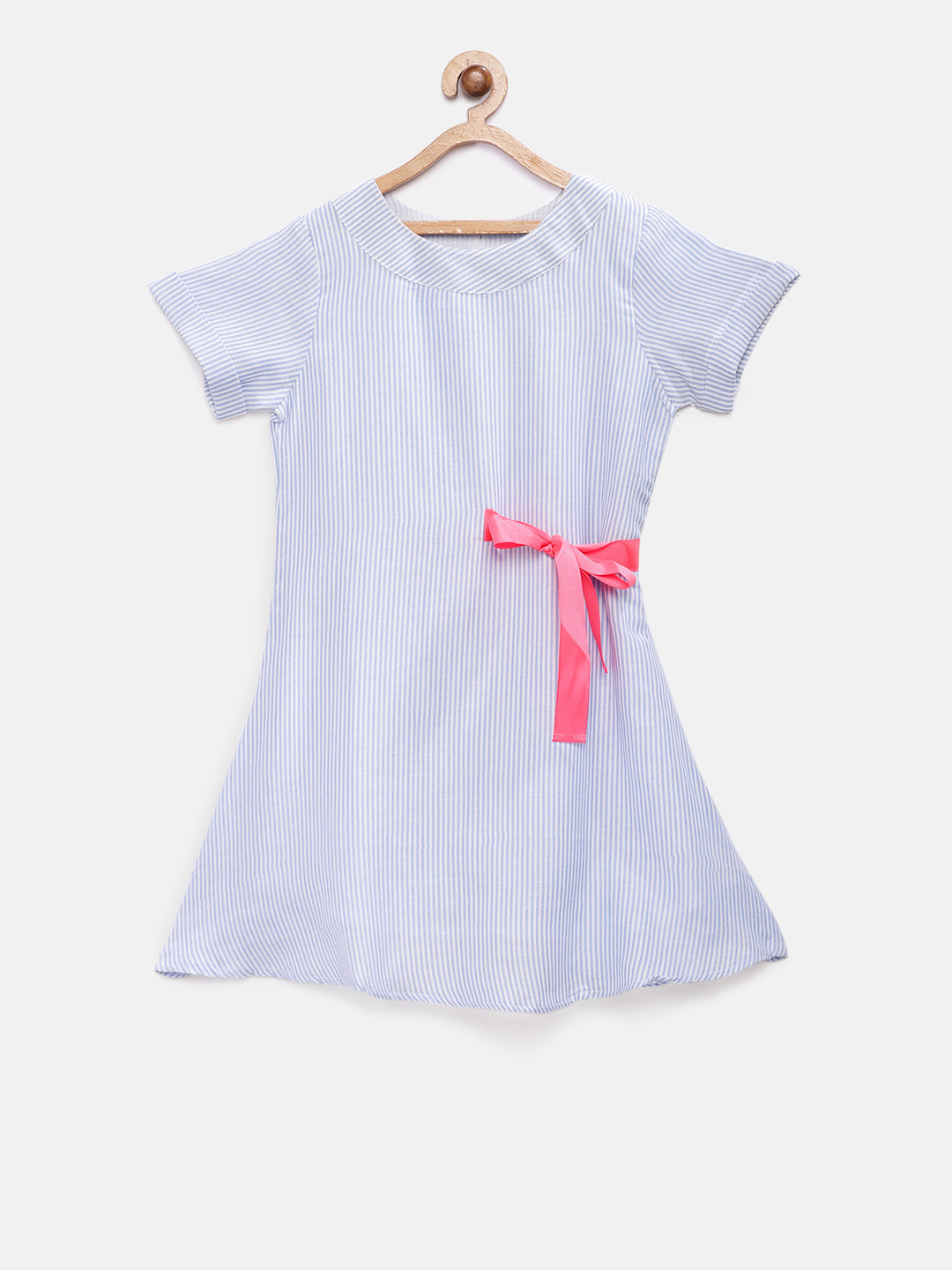 Cub McPaws Girls Blue Striped A-Line Dress