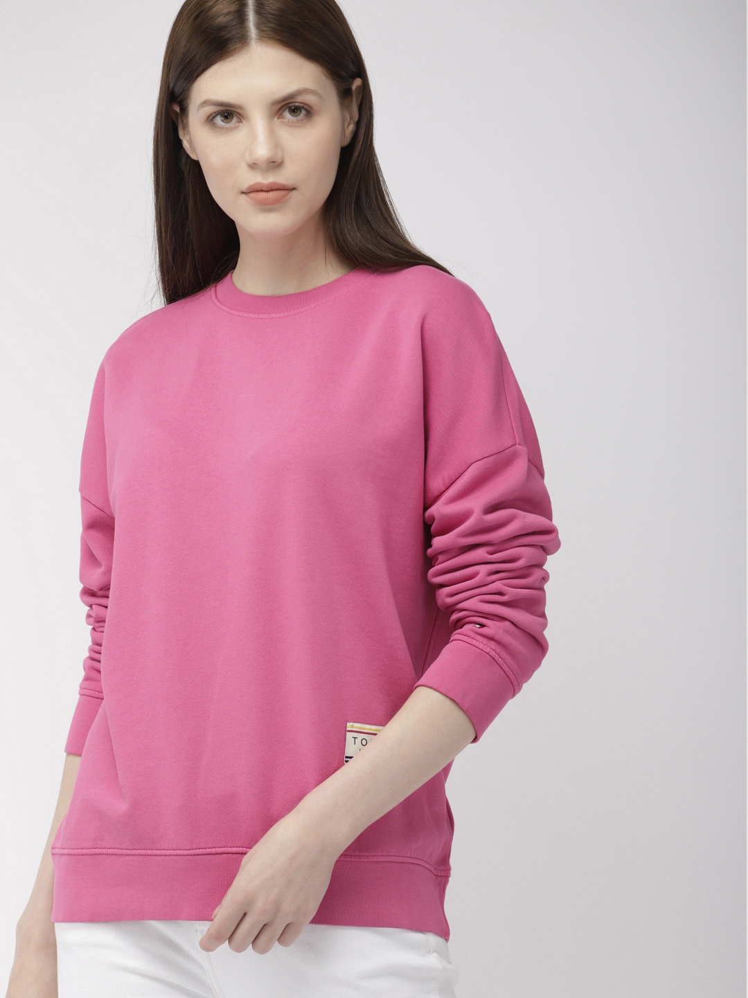 womens pink tommy hilfiger sweatshirt